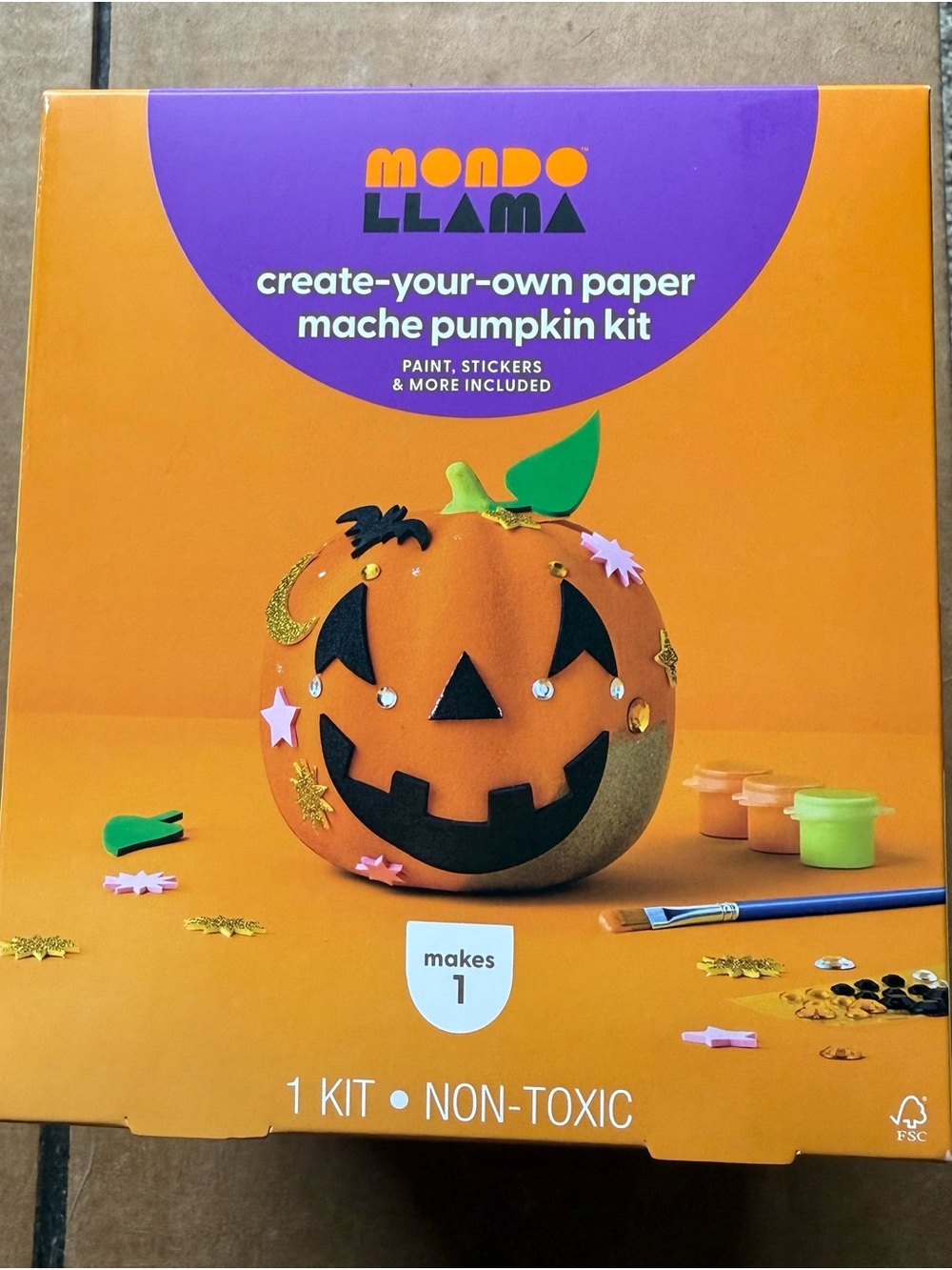 Mondo Llama Orange Paper Mache Pumpkin Kit New in Box